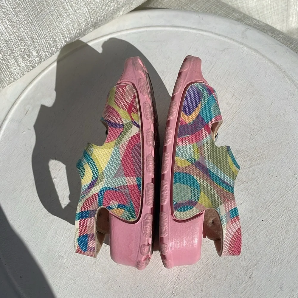 Birki’s by Birkenstock Girls Multi Color with Pink Sole Sandals Sz 26